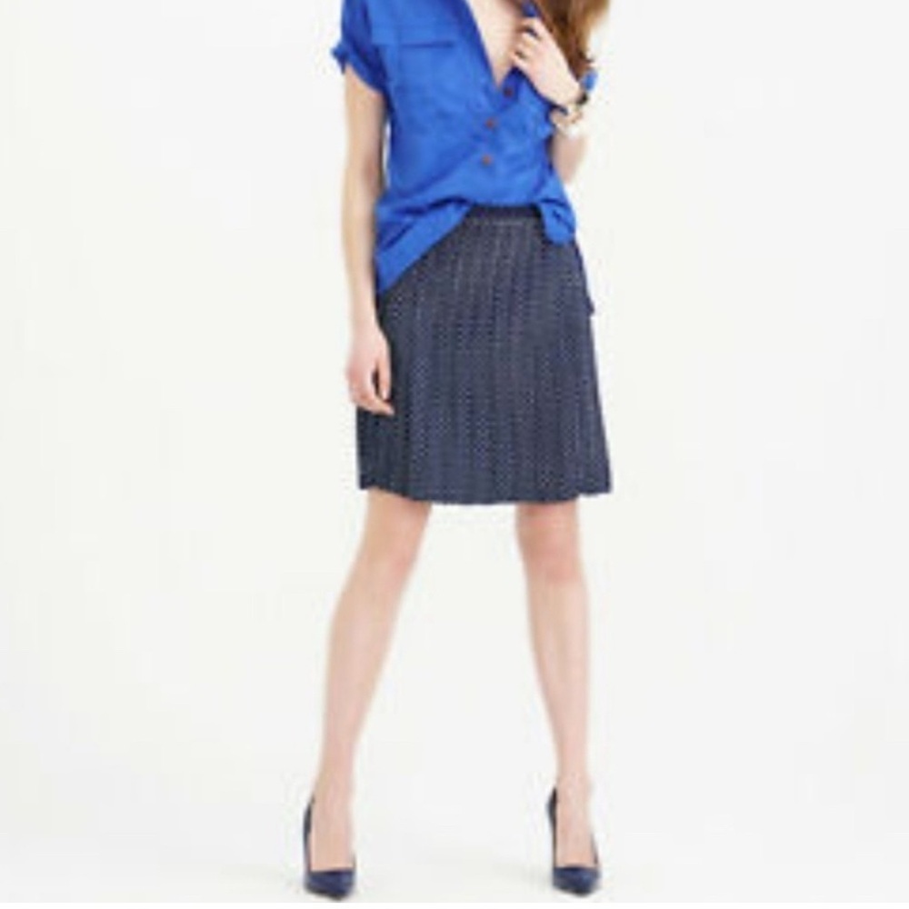 J. Crew Blue White Polka Dot A-Line Skirt Size 4 EUC